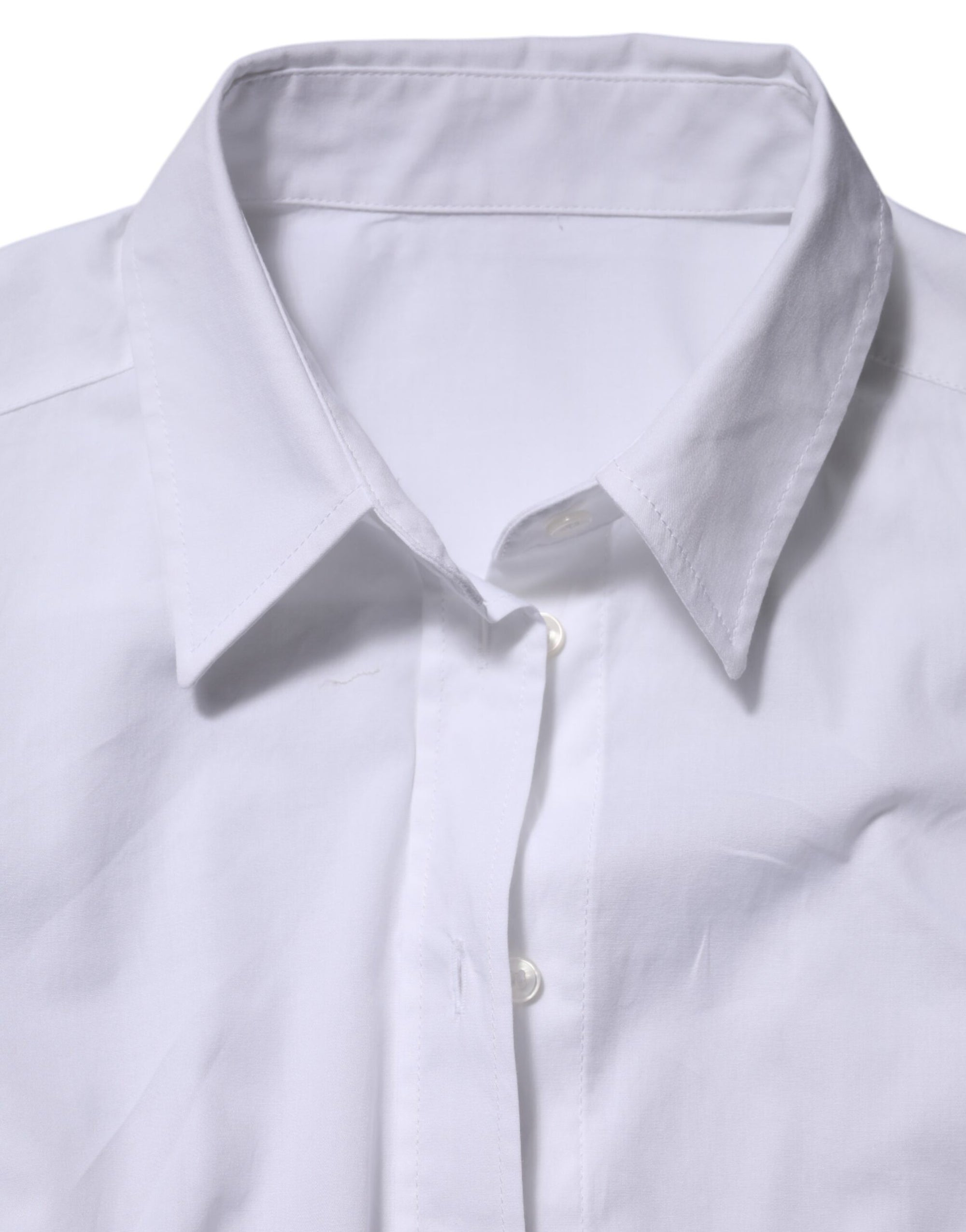 Chemise à manches longues et col en coton blanc Dolce & Gabbana