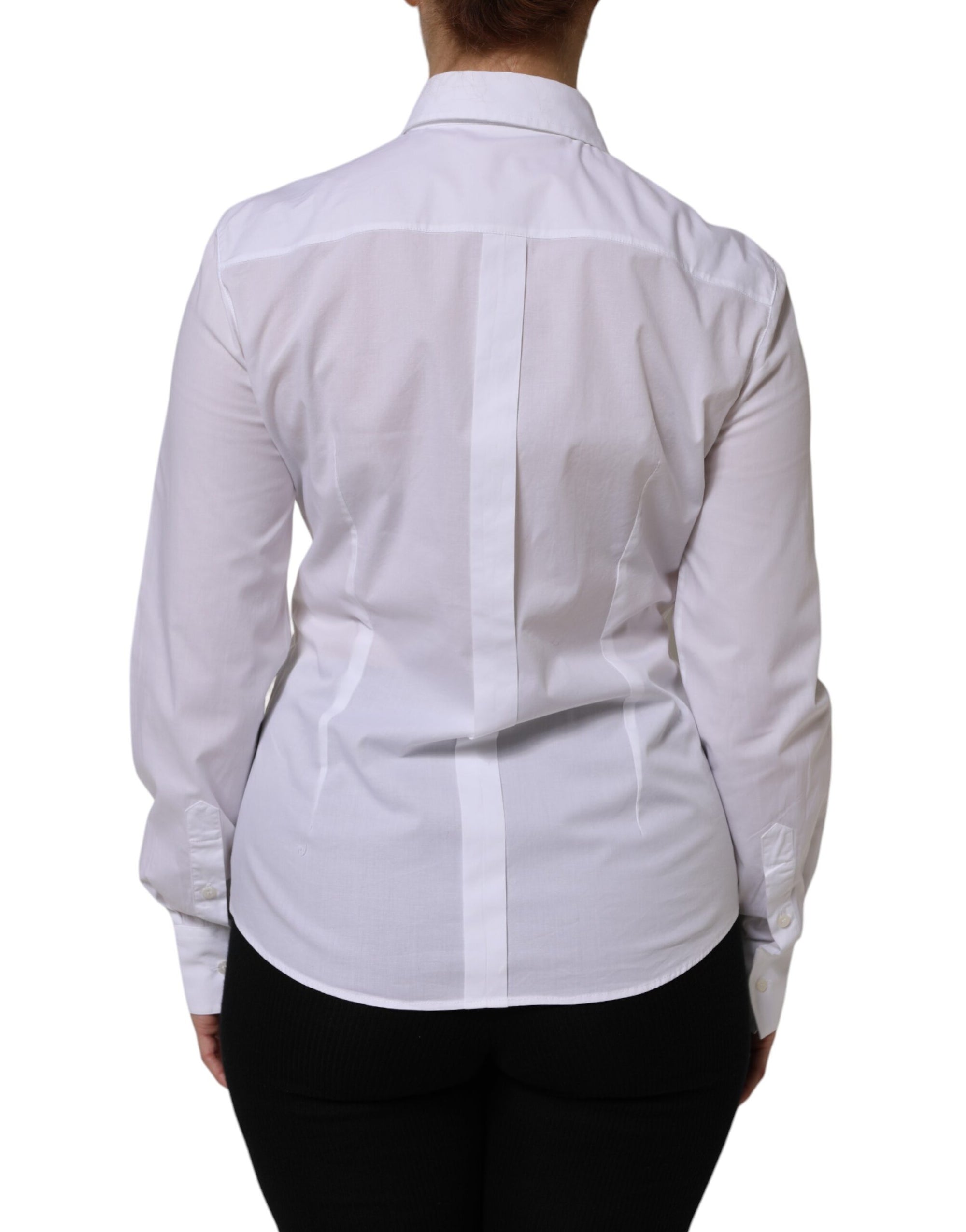 Chemise à manches longues et col en coton blanc Dolce & Gabbana