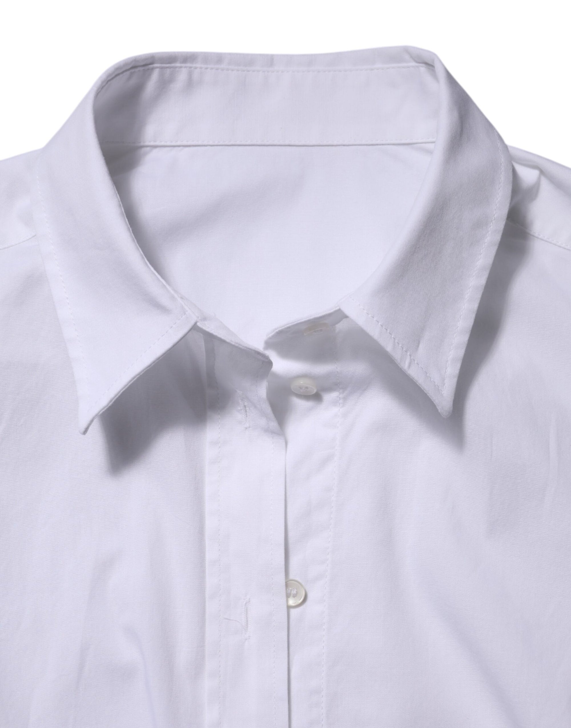 Chemise à manches longues et col en coton blanc Dolce & Gabbana