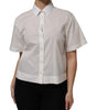 Chemise à col et manches courtes en coton blanc Dolce & Gabbana