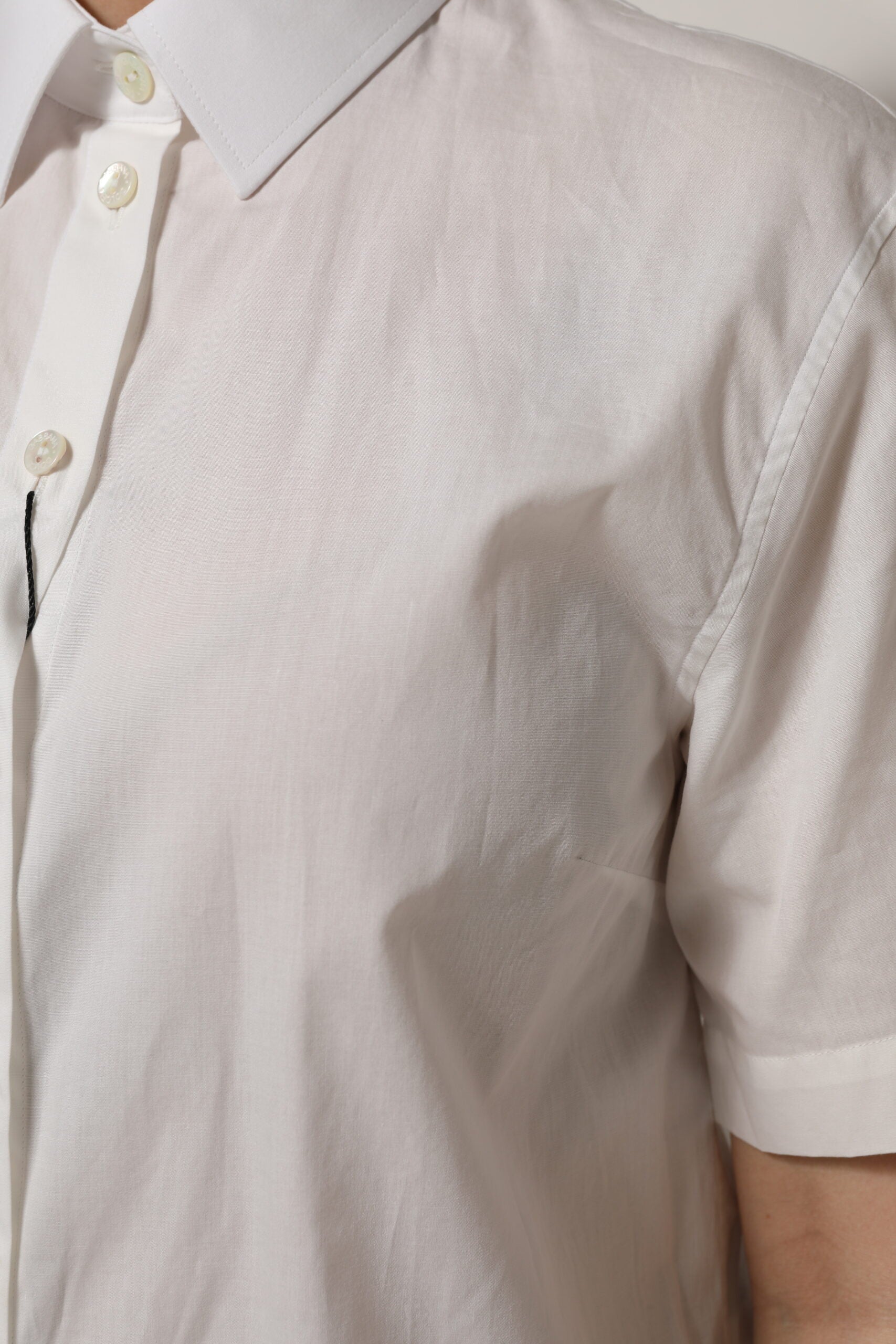Chemise à col et manches courtes en coton blanc Dolce & Gabbana