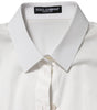 Chemise à col et manches courtes en coton blanc Dolce & Gabbana