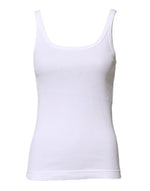 Dolce & Gabbana White Cotton Sleeveless Round Neck Tank Top