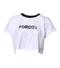 Dolce & Gabbana White Graphic Print Crew Neck Cropped T-shirt