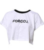 Dolce & Gabbana White Graphic Print Crew Neck Cropped T-shirt