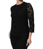 Dolce & Gabbana Black Nylon Lace Long Sleeve Blouse Top