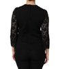Dolce & Gabbana Black Nylon Lace Long Sleeve Blouse Top