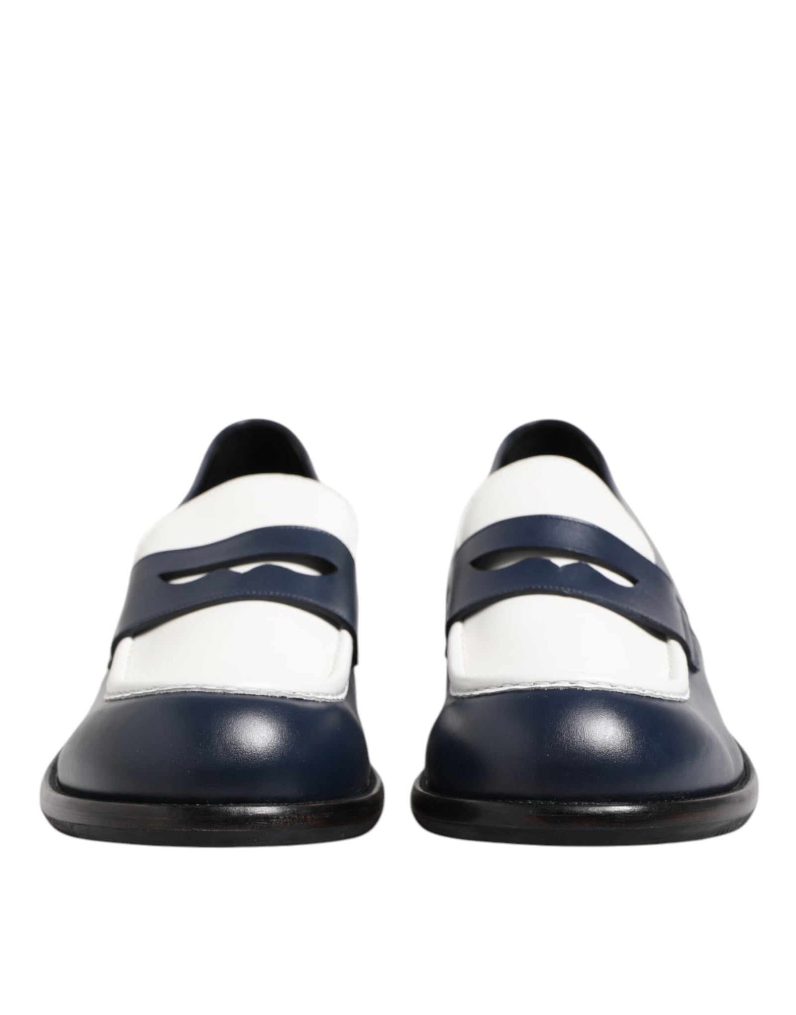 Mocassins à enfiler en cuir noir et blanc Dolce &amp; Gabbana pour hommes