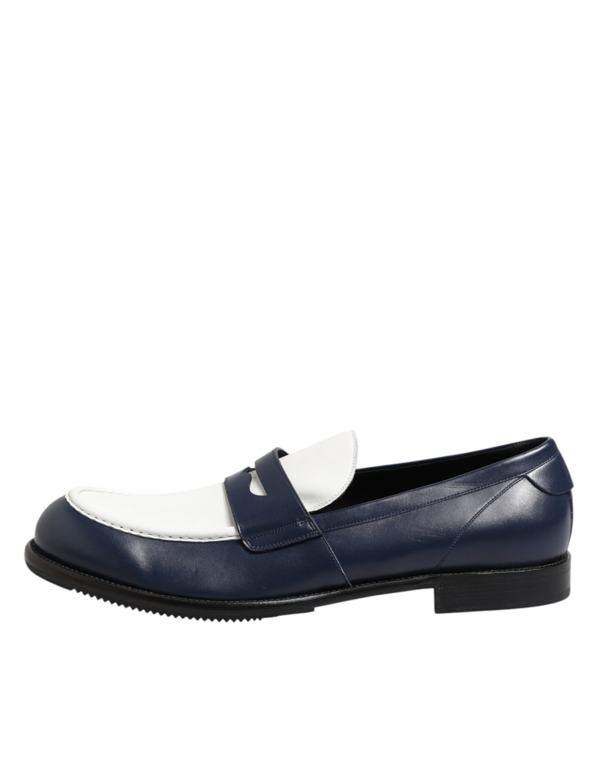 Mocassins à enfiler en cuir noir et blanc Dolce &amp; Gabbana pour hommes