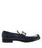 Mocassins à enfiler en cuir noir et blanc Dolce &amp; Gabbana pour hommes