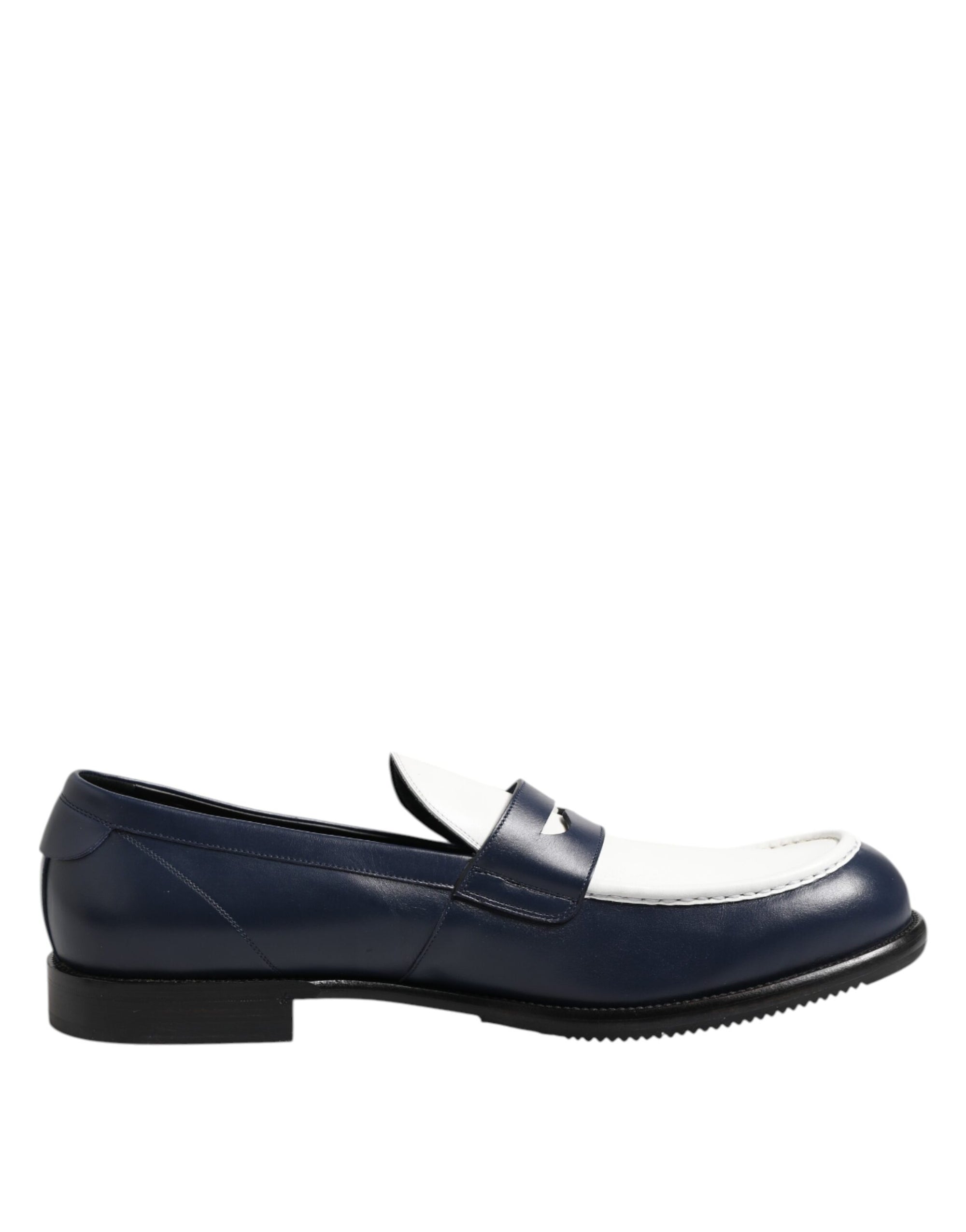 Mocassins à enfiler en cuir noir et blanc Dolce &amp; Gabbana pour hommes
