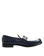 Mocassins à enfiler en cuir noir et blanc Dolce &amp; Gabbana pour hommes