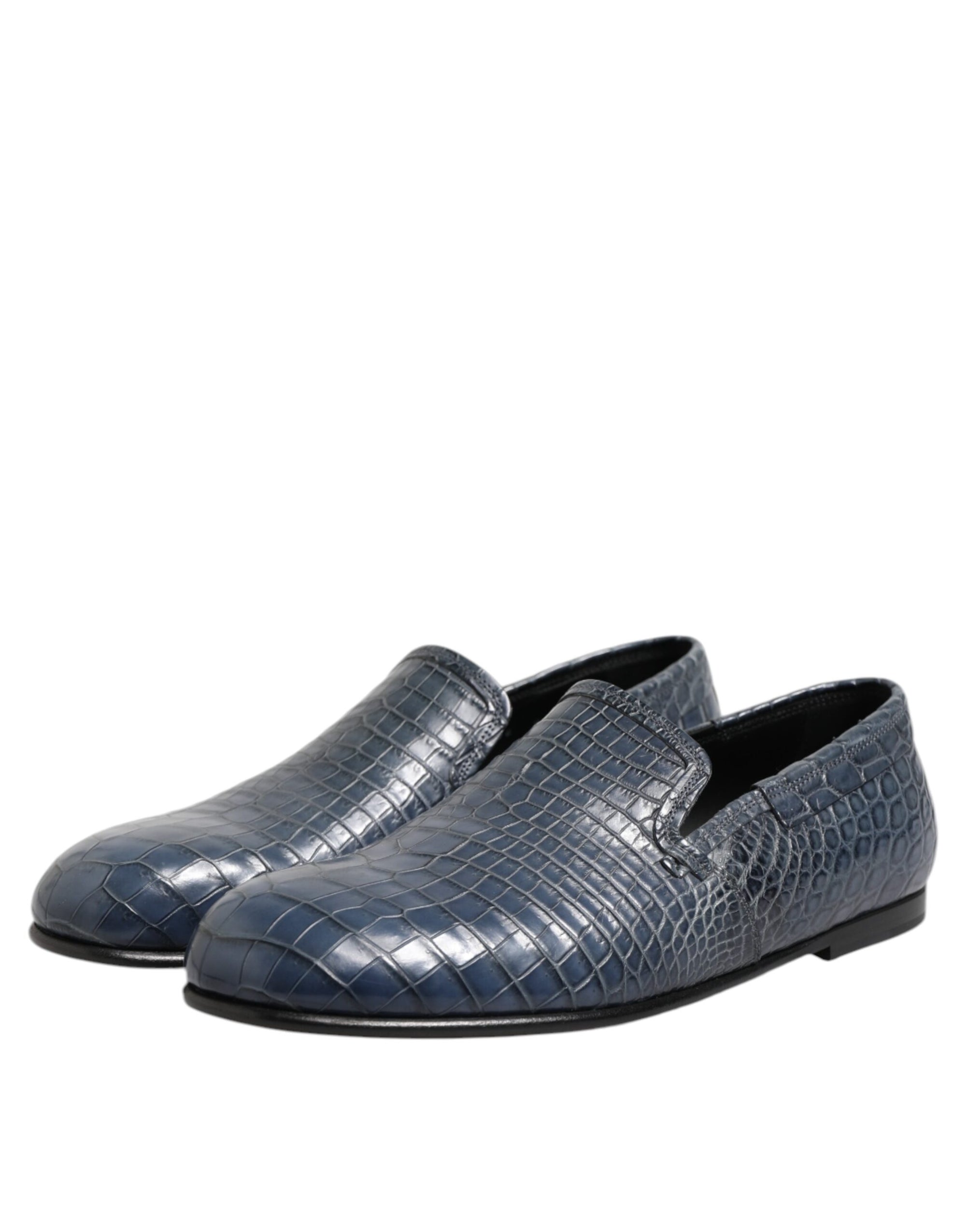 Mocassins à enfiler en cuir exotique bleu Dolce &amp; Gabbana pour hommes