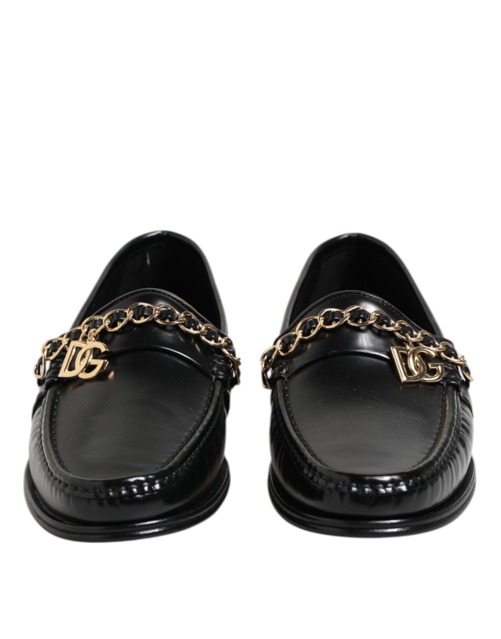 Mocassins à enfiler en cuir noir Dolce &amp; Gabbana pour hommes