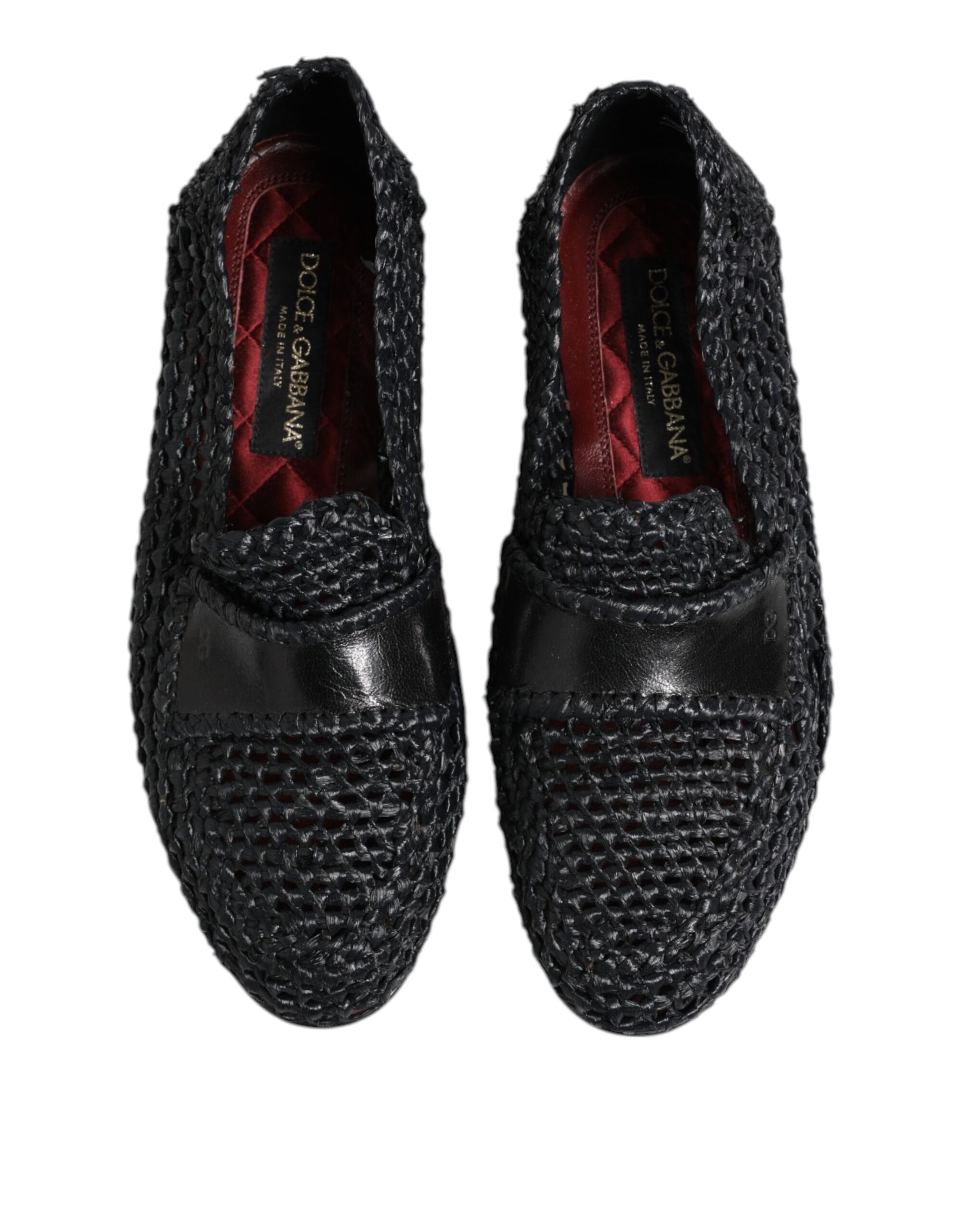 Mocassins à enfiler en cuir tressé noir Dolce &amp; Gabbana pour homme