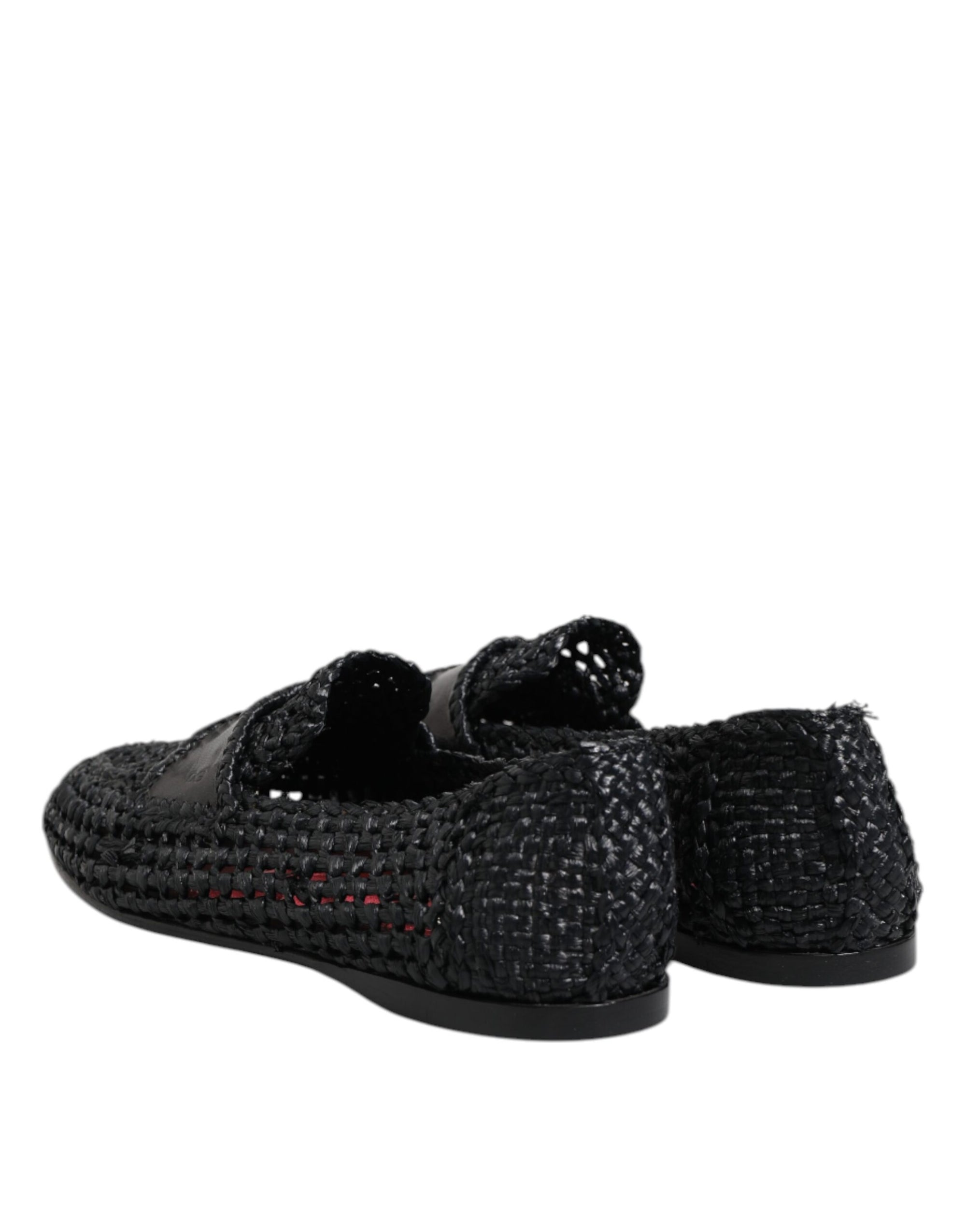 Mocassins à enfiler en cuir tressé noir Dolce &amp; Gabbana pour homme