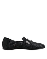 Mocassins à enfiler en cuir tressé noir Dolce &amp; Gabbana pour homme