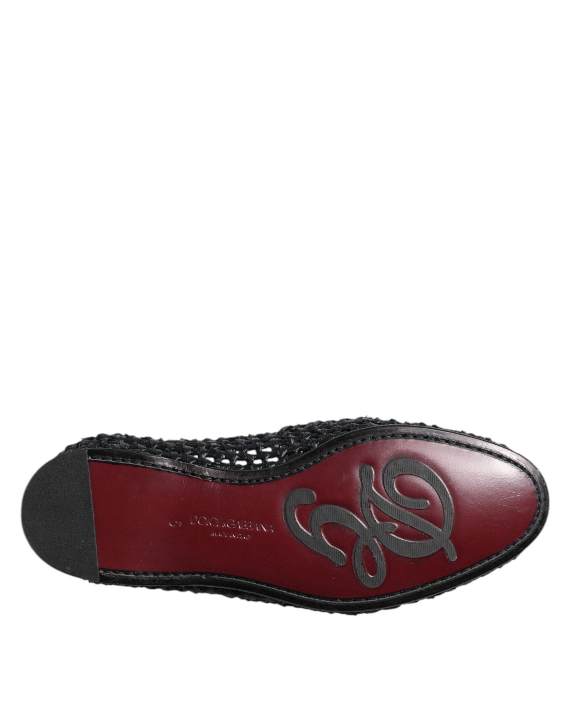 Mocassins à enfiler en cuir tressé noir Dolce &amp; Gabbana pour homme