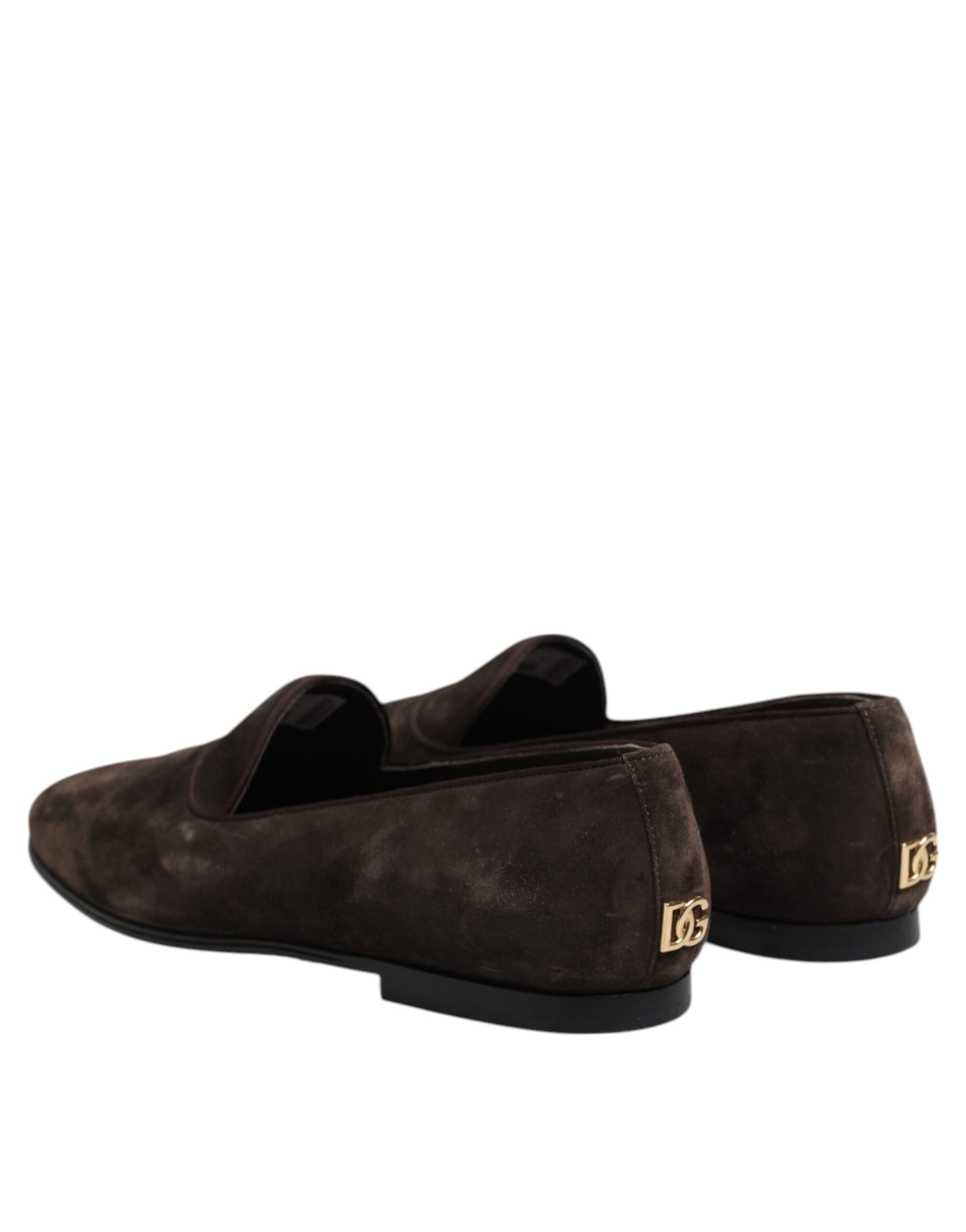 Mocassins à enfiler en cuir velours marron Dolce &amp; Gabbana