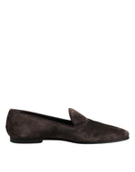 Mocassins à enfiler en cuir velours marron Dolce &amp; Gabbana