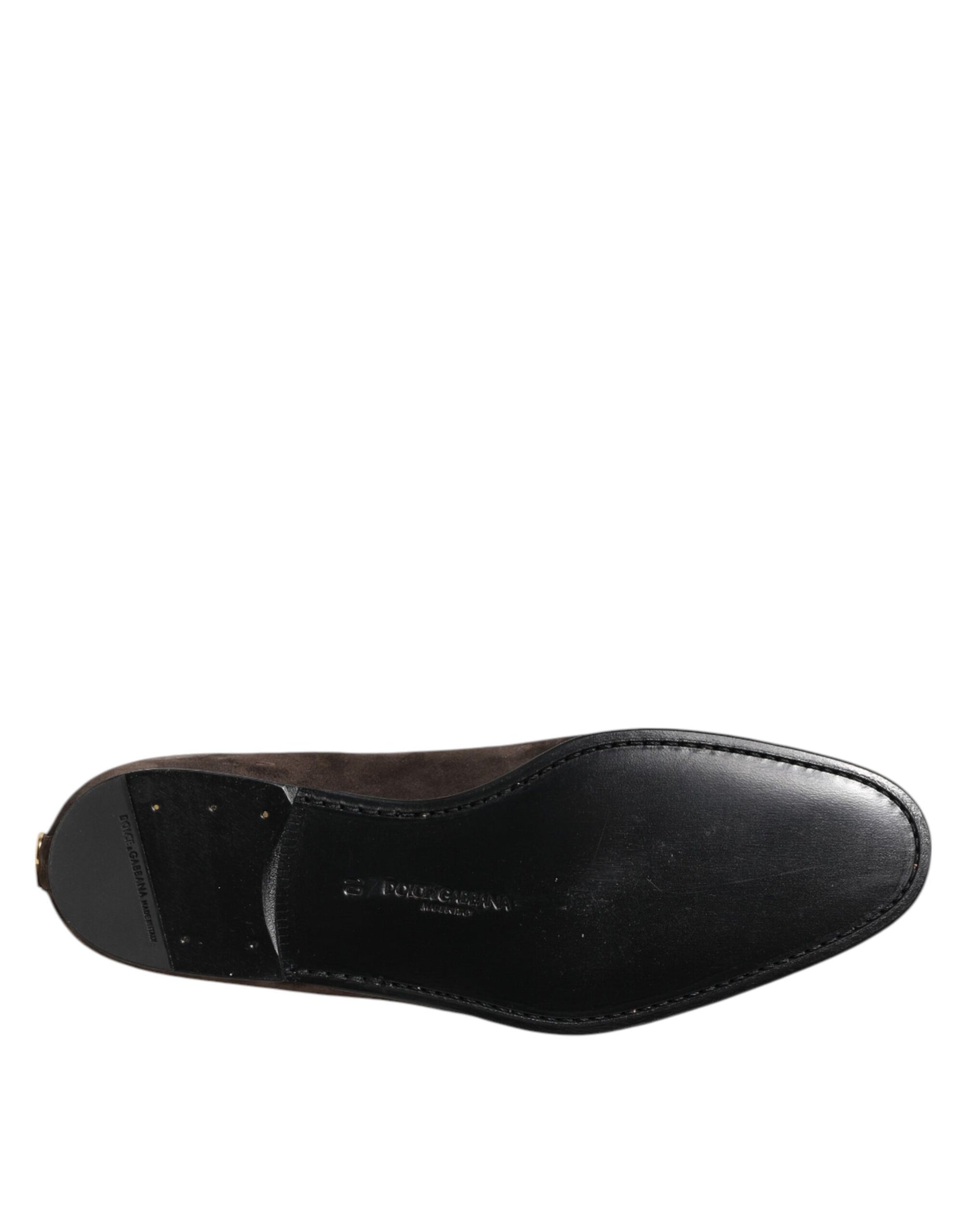 Mocassins à enfiler en cuir velours marron Dolce &amp; Gabbana