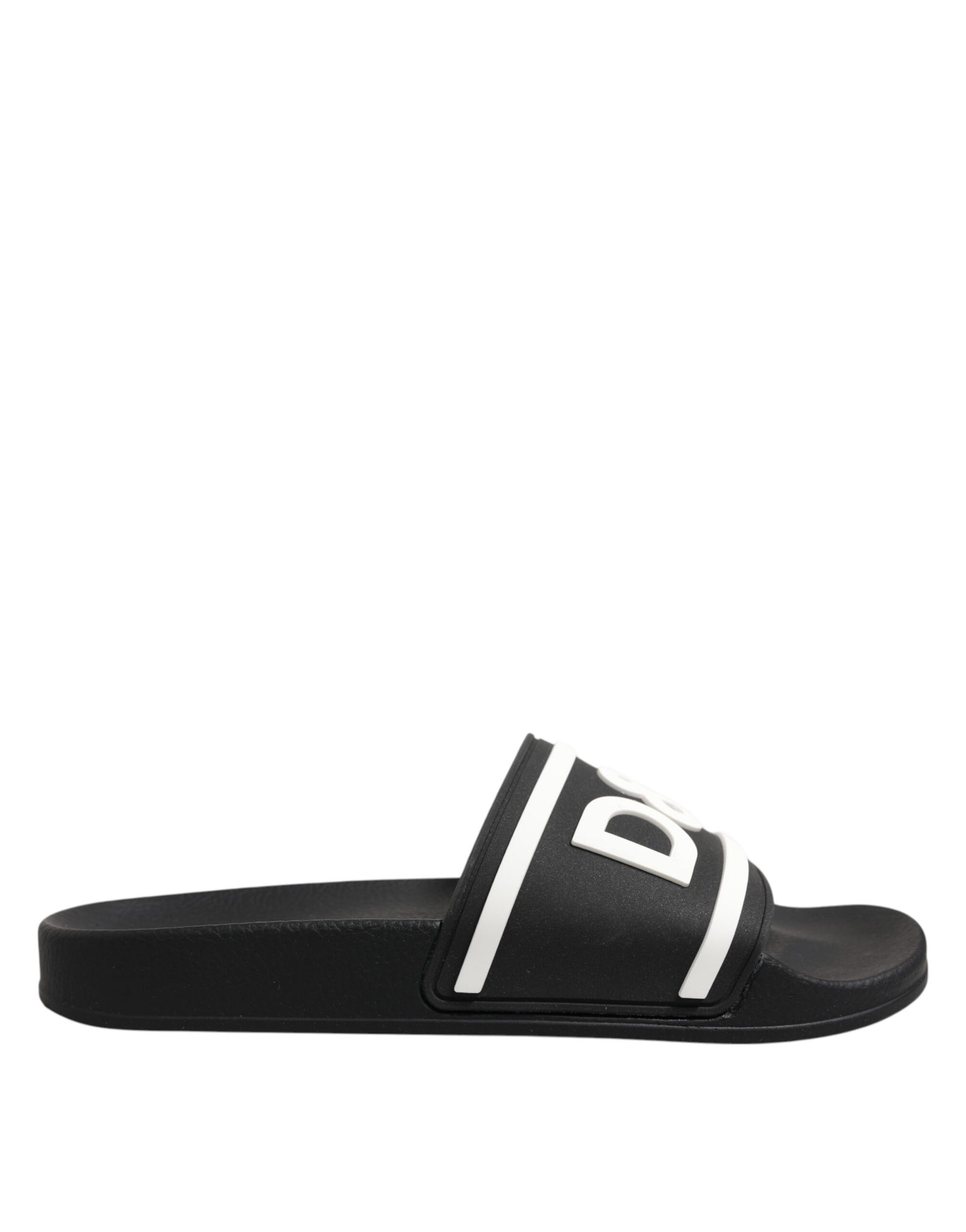 Dolce & Gabbana Black White Sandals Rubber Men Beachwear Shoes
