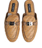 Dolce & Gabbana Beige Rattan Flat Mule Men Sandals Shoes