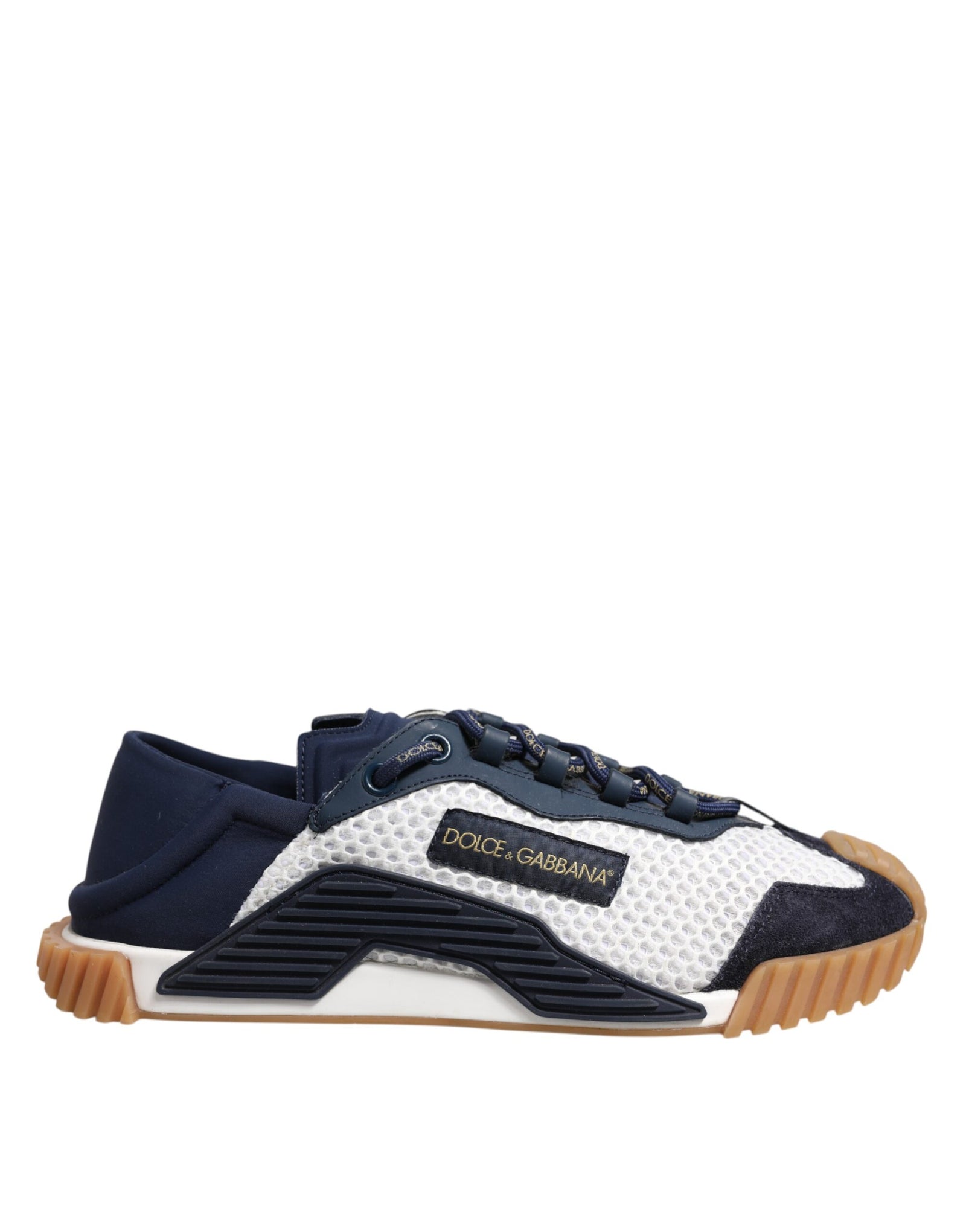 Dolce & Gabbana White Blue Lace Up Low Top NS1 Sneakers Shoes