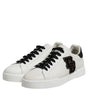 Dolce &amp; Gabbana White Black Leather Lace Up Sneakers Shoes