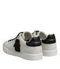 Dolce &amp; Gabbana White Black Leather Lace Up Sneakers Shoes