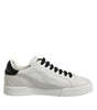 Dolce &amp; Gabbana White Black Leather Lace Up Sneakers Shoes