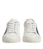 Dolce &amp; Gabbana White Black Leather Lace Up Men Sneakers Shoes