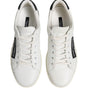 Dolce &amp; Gabbana White Black Leather Lace Up Men Sneakers Shoes