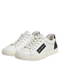 Dolce &amp; Gabbana White Black Leather Lace Up Men Sneakers Shoes