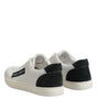 Dolce &amp; Gabbana White Black Leather Lace Up Men Sneakers Shoes