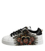 Dolce & Gabbana White Leather Heart Print Sneakers Shoes