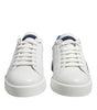 Dolce &amp; Gabbana White Blue Low Top Leather Sneakers Shoes