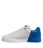 Dolce &amp; Gabbana White Blue Low Top Leather Sneakers Shoes