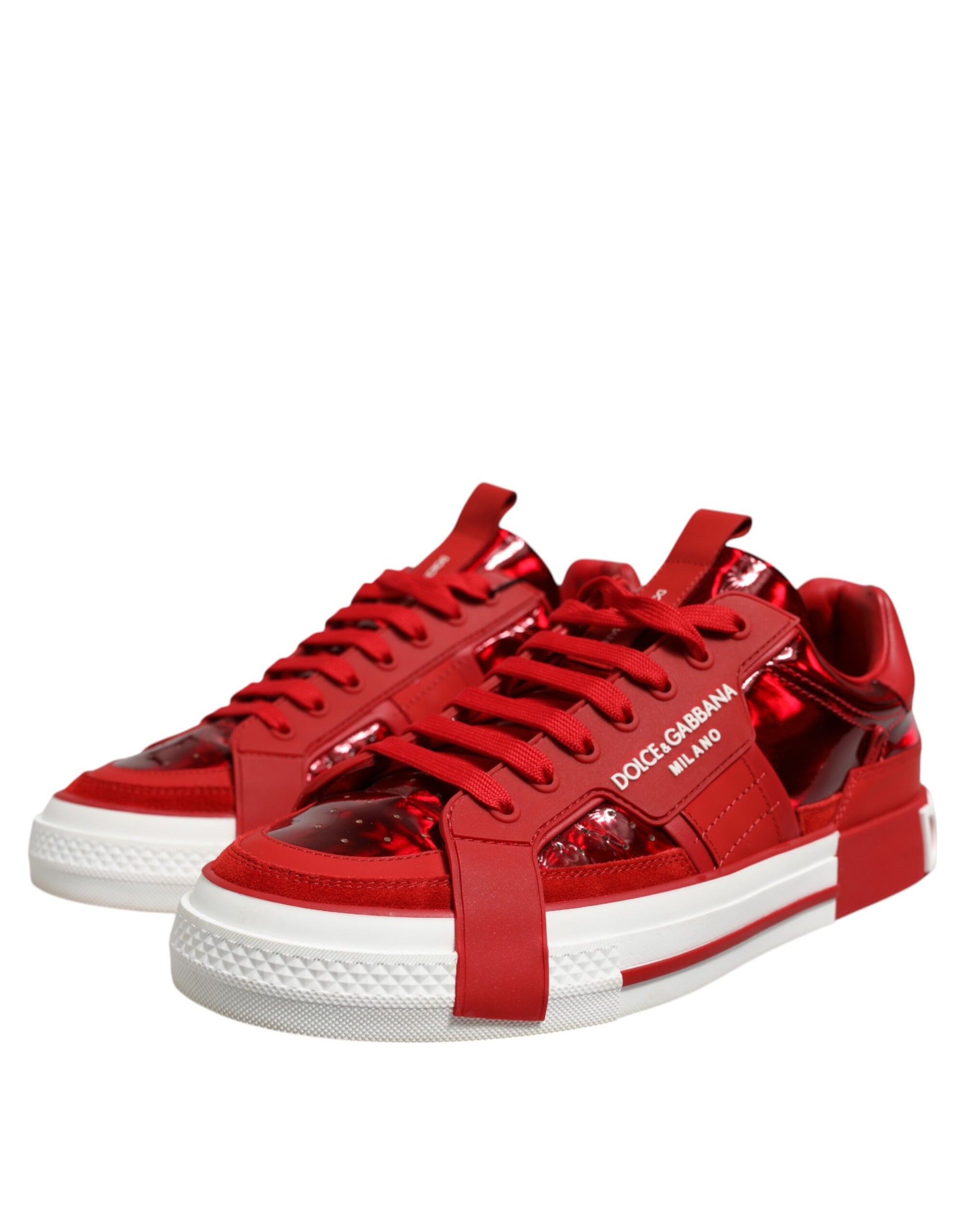 Baskets basses à lacets Dolce &amp; Gabbana pour homme avec logo rouge