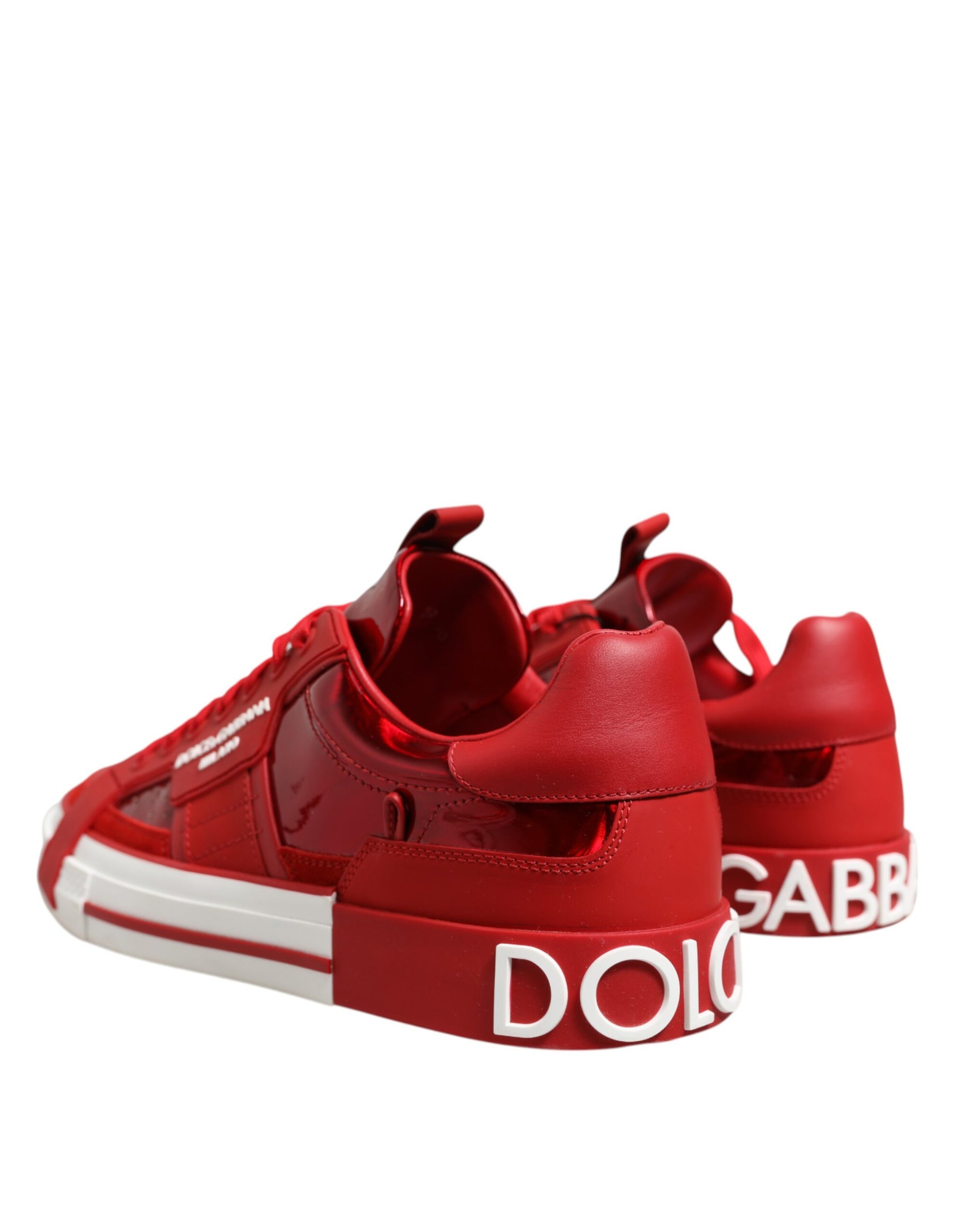 Baskets basses à lacets Dolce &amp; Gabbana pour homme avec logo rouge