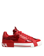 Baskets basses à lacets Dolce &amp; Gabbana pour homme avec logo rouge