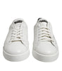 Dolce &amp; Gabbana White Black Logo Low Top Leather Sneakers Shoes