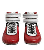 Dolce & Gabbana Red Quilted Leather Lace Up Sneakers Shoes