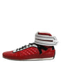 Dolce & Gabbana Red Quilted Leather Lace Up Sneakers Shoes