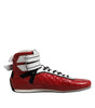 Dolce & Gabbana Red Quilted Leather Lace Up Sneakers Shoes