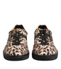 Dolce & Gabbana Brown Leopard Logo Print Cotton Sneakers Shoes