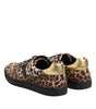 Dolce & Gabbana Brown Leopard Logo Print Cotton Sneakers Shoes