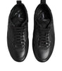 Dolce & Gabbana Black Leather Lace Up Low Top Sneakers Shoes