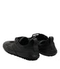 Dolce & Gabbana Black Leather Lace Up Low Top Sneakers Shoes