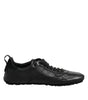 Dolce & Gabbana Black Leather Lace Up Low Top Sneakers Shoes
